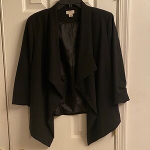 Black Draped Open Front Blazer